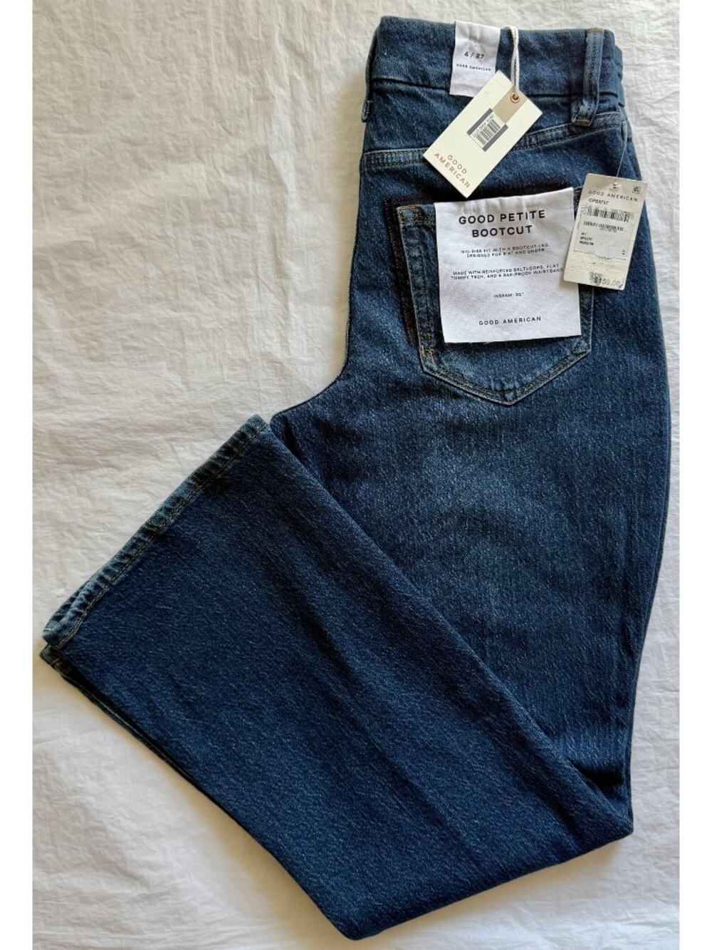 GOOD AMERICAN NWT GOOD PETITE INDIGO704 BOOTCUT JEAN. SIZE 4/27 - Picture 8 of 15